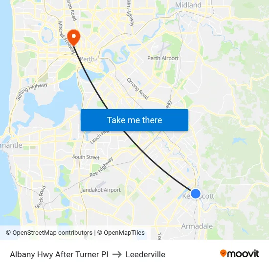 Albany Hwy After Turner Pl to Leederville map