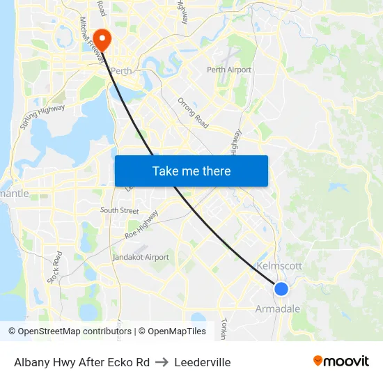 Albany Hwy After Ecko Rd to Leederville map