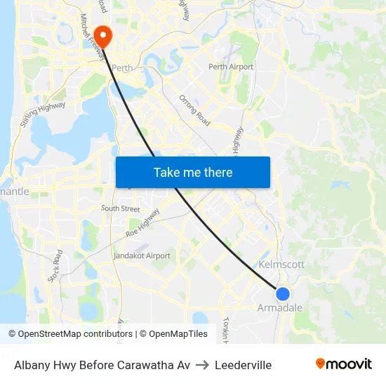 Albany Hwy Before Carawatha Av to Leederville map