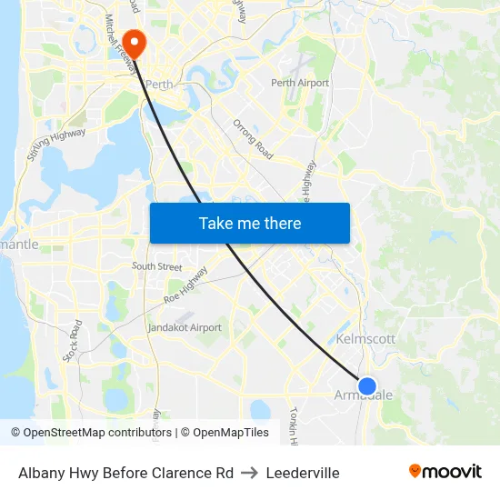 Albany Hwy Before Clarence Rd to Leederville map