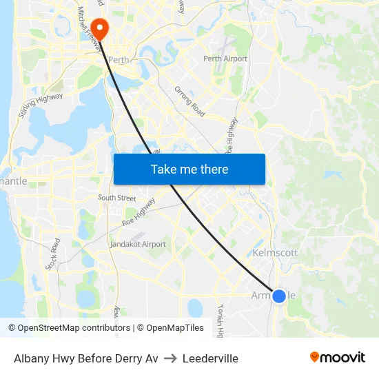 Albany Hwy Before Derry Av to Leederville map