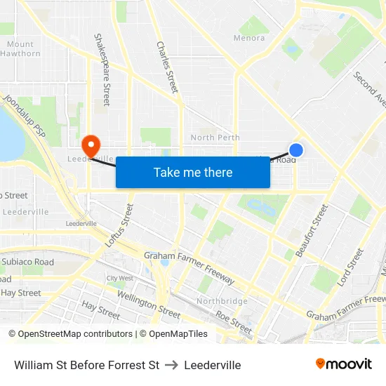 William St Before Forrest St to Leederville map