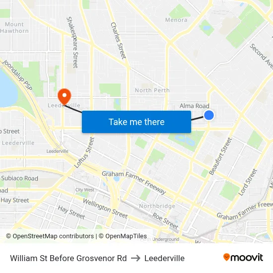 William St Before Grosvenor Rd to Leederville map
