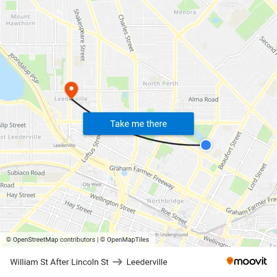William St After Lincoln St to Leederville map