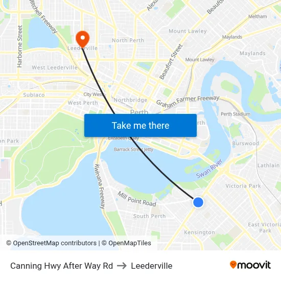 Canning Hwy After Way Rd to Leederville map