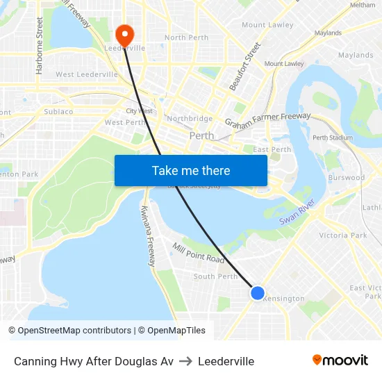 Canning Hwy After Douglas Av to Leederville map