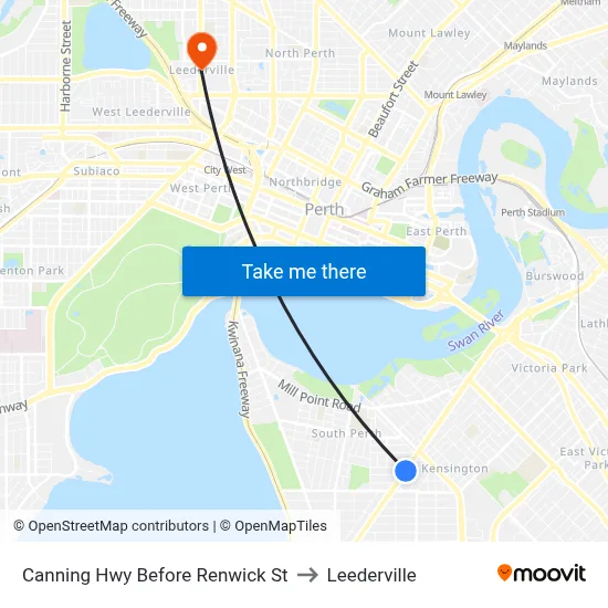 Canning Hwy Before Renwick St to Leederville map