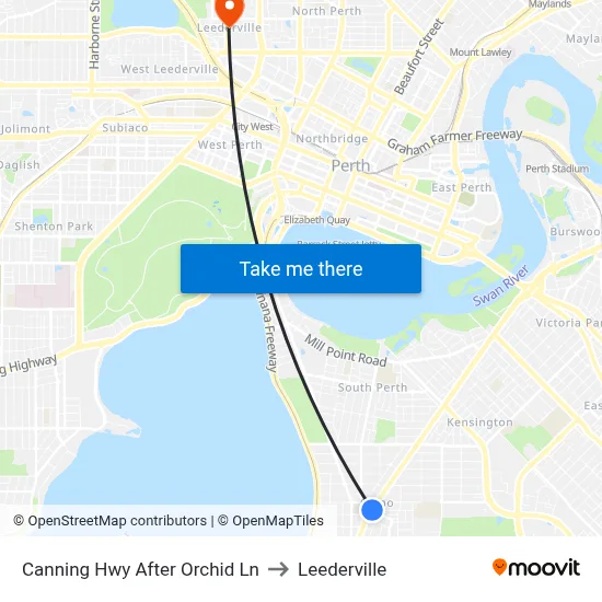 Canning Hwy After Orchid Ln to Leederville map