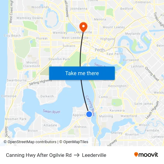Canning Hwy After Ogilvie Rd to Leederville map