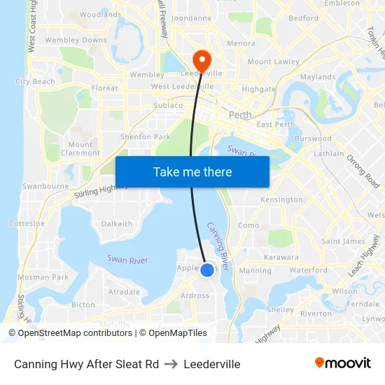 Canning Hwy After Sleat Rd to Leederville map