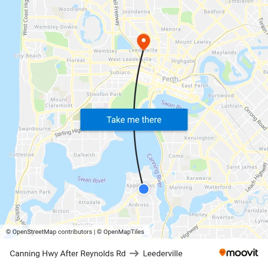 Canning Hwy After Reynolds Rd to Leederville map