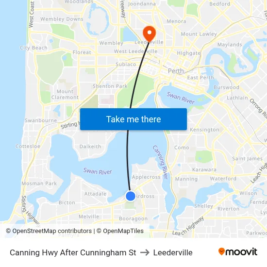 Canning Hwy After Cunningham St to Leederville map