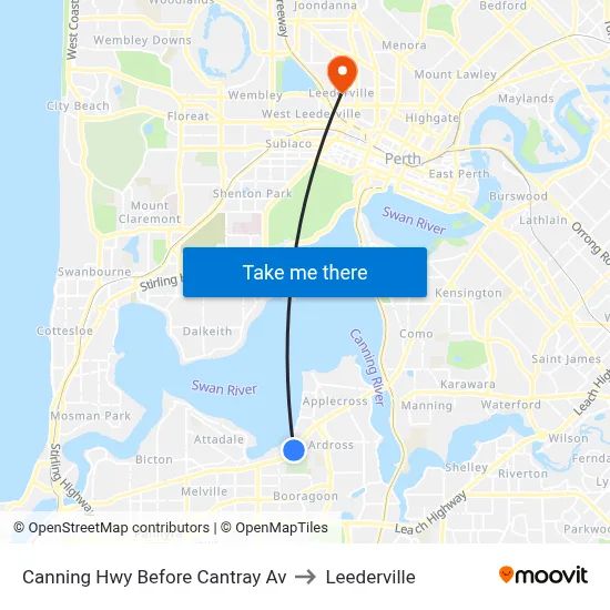 Canning Hwy Before Cantray Av to Leederville map