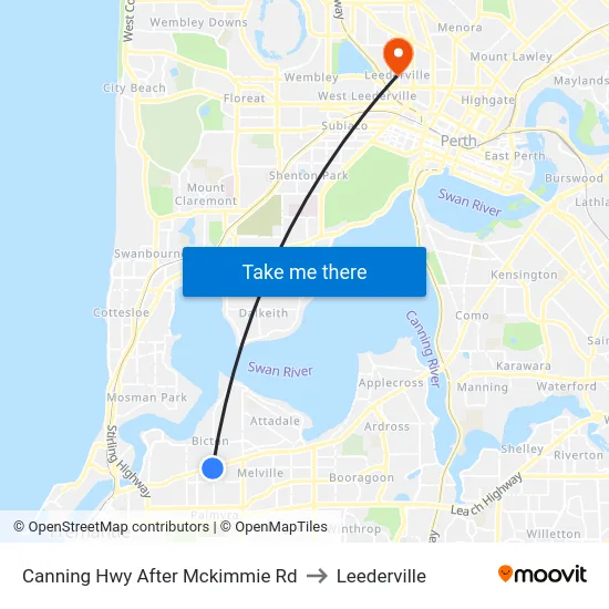 Canning Hwy After Mckimmie Rd to Leederville map
