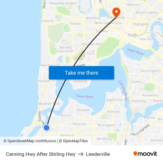 Canning Hwy After Stirling Hwy to Leederville map