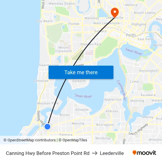 Canning Hwy Before Preston Point Rd to Leederville map