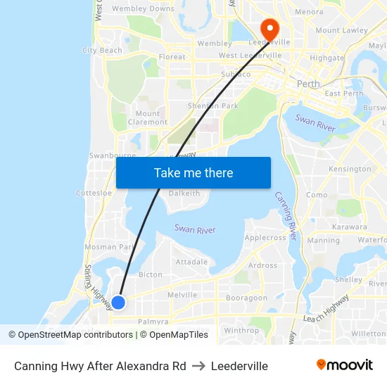 Canning Hwy After Alexandra Rd to Leederville map