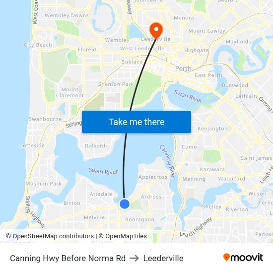 Canning Hwy Before Norma Rd to Leederville map