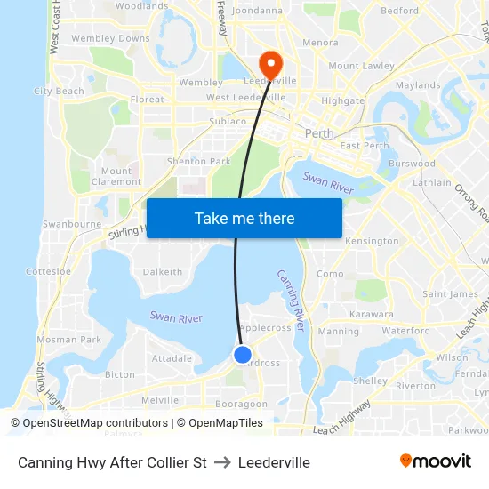 Canning Hwy After Collier St to Leederville map