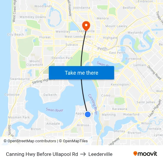 Canning Hwy Before Ullapool Rd to Leederville map