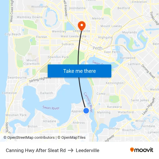 Canning Hwy After Sleat Rd to Leederville map
