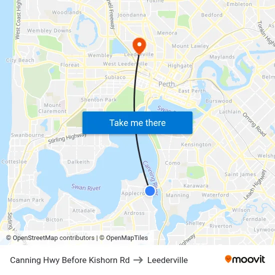Canning Hwy Before Kishorn Rd to Leederville map