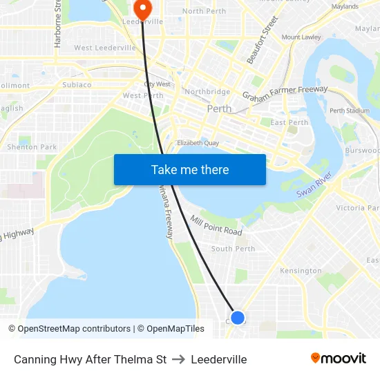 Canning Hwy After Thelma St to Leederville map