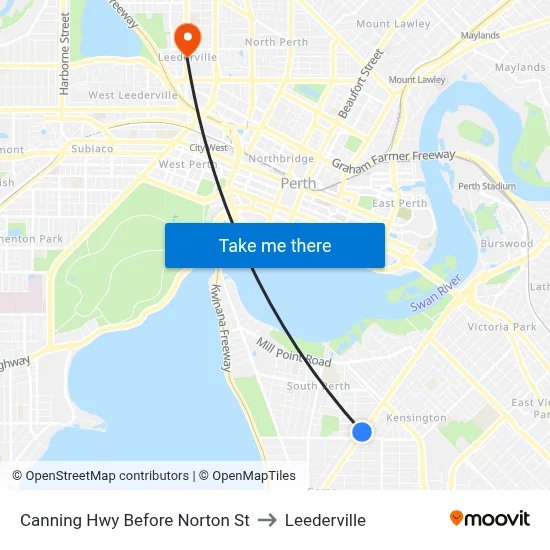 Canning Hwy Before Norton St to Leederville map