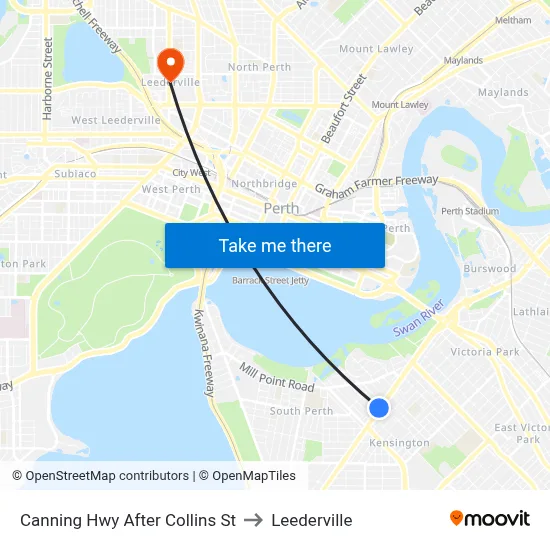 Canning Hwy After Collins St to Leederville map