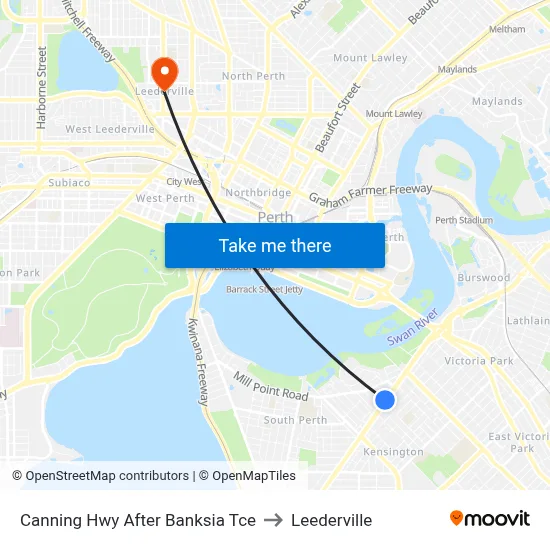 Canning Hwy After Banksia Tce to Leederville map