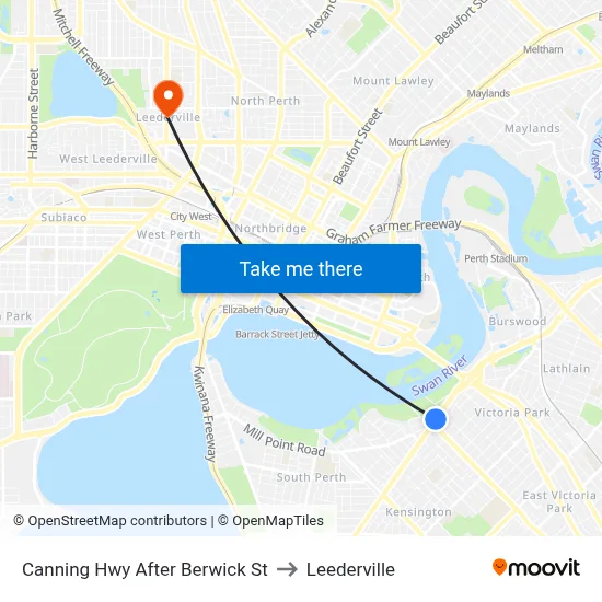 Canning Hwy After Berwick St to Leederville map