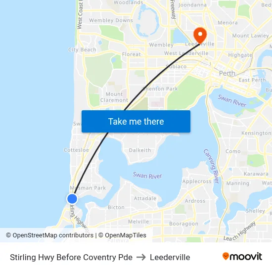 Stirling Hwy Before Coventry Pde to Leederville map