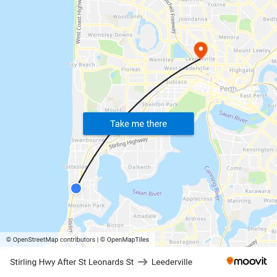 Stirling Hwy After St Leonards St to Leederville map