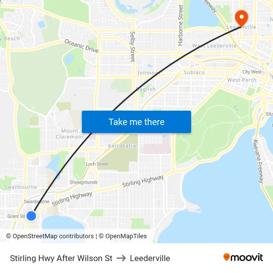 Stirling Hwy After Wilson St to Leederville map