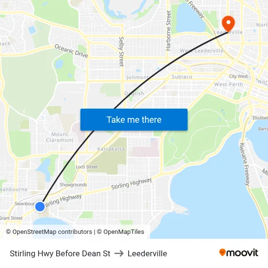 Stirling Hwy Before Dean St to Leederville map