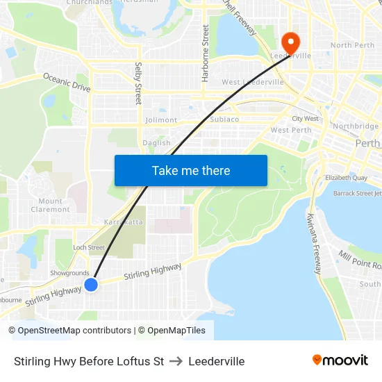Stirling Hwy Before Loftus St to Leederville map