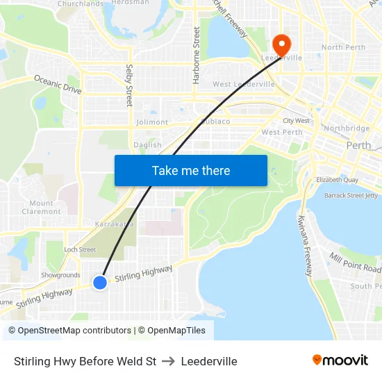 Stirling Hwy Before Weld St to Leederville map