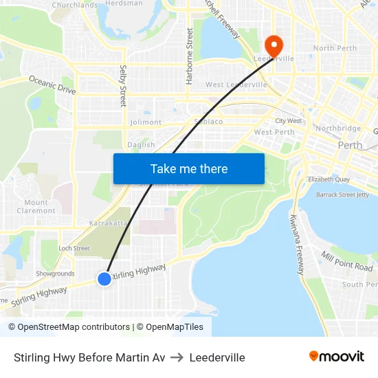 Stirling Hwy Before Martin Av to Leederville map