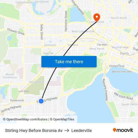 Stirling Hwy Before Boronia Av to Leederville map