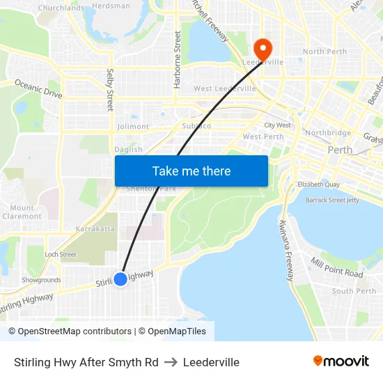 Stirling Hwy After Smyth Rd to Leederville map