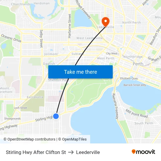 Stirling Hwy After Clifton St to Leederville map