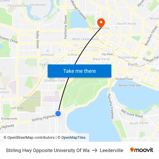Stirling Hwy Opposite University Of Wa to Leederville map
