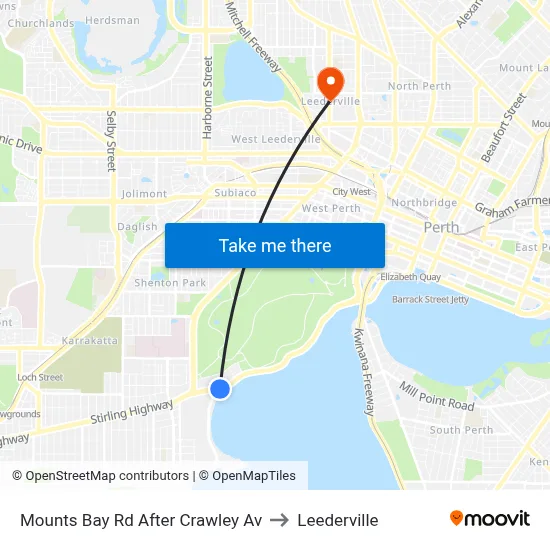 Mounts Bay Rd After Crawley Av to Leederville map