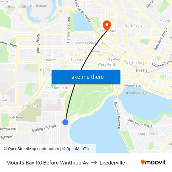 Mounts Bay Rd Before Winthrop Av to Leederville map