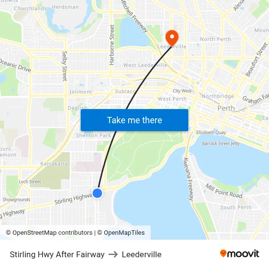 Stirling Hwy After Fairway to Leederville map