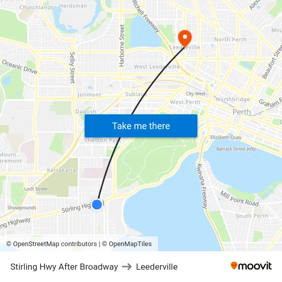 Stirling Hwy After Broadway to Leederville map