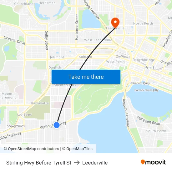 Stirling Hwy Before Tyrell St to Leederville map