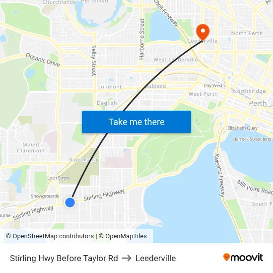 Stirling Hwy Before Taylor Rd to Leederville map