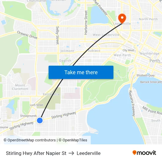 Stirling Hwy After Napier St to Leederville map
