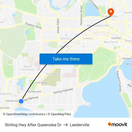 Stirling Hwy After Queenslea Dr to Leederville map